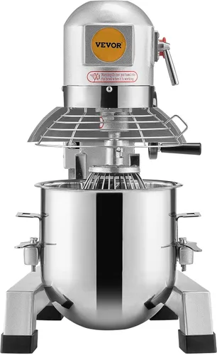 Vista 11 de VEVOR Mezclador comercial, mezclador comercial de alimentos de acero inoxidable de 10 cuartos de galón, mezclador de pie comercial de 450 W con 3