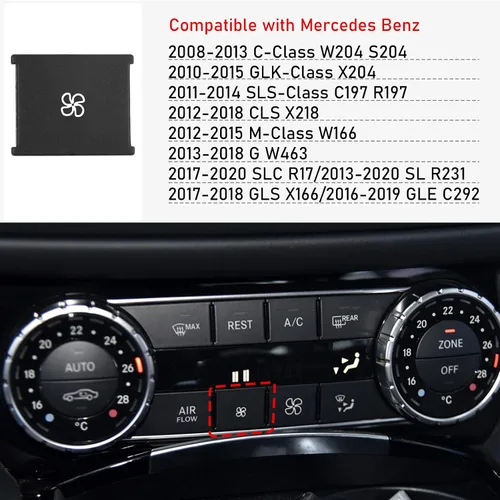 Vista 3 de Jaronx compatible con botones de velocidad del ventilador Mercedes Benz