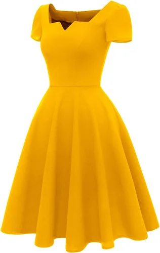 Vista 3 de Girstunm - Vestido para el té clásico, manga corta, con bolsillos, para mujer