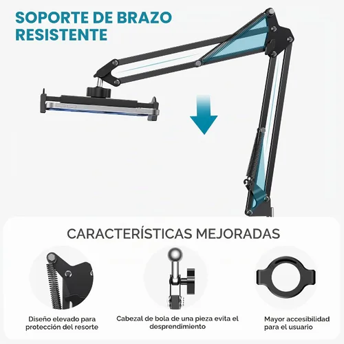 Vista 5 de Soporte de piso para tableta InnoGear, soporte de teléfono para cama ajustable universal compatible con iPhone iPad Pro Air Mini, Samsung Tab