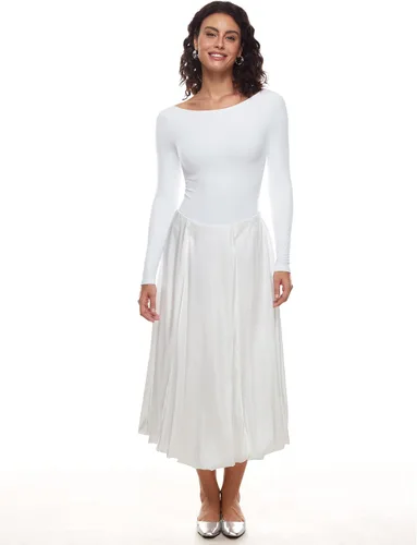 Vista 2 de Body de manga larga con cuello redondo para mujer, diseño de cozzifree, elástico, básico