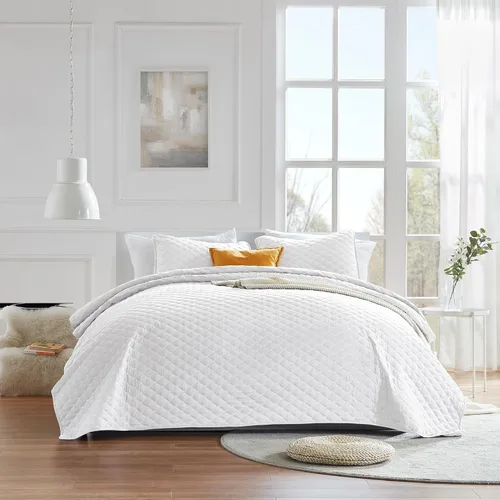 Vista 11 de SLEEP ZONE Juego de edredón estampado de 3 piezas, tamaño matrimonial/queen, juego de ropa de cama reversible ligero para todas las estaciones