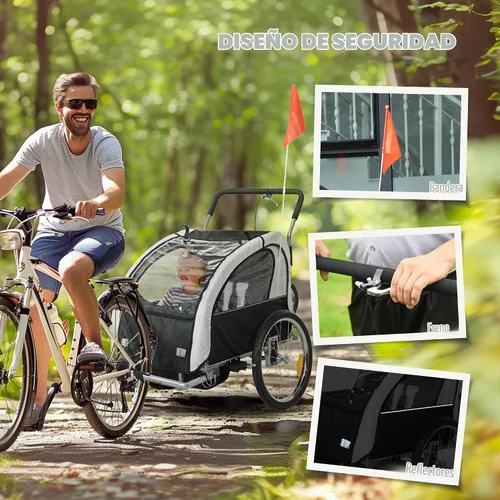 Vista 8 de Aosom Elite 360 - Remolque giratorio para bicicleta para niños, doble para niños, dos ruedas Negro