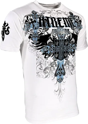 Vista 5 de Xtreme Couture por Aflicción Hombres Camiseta Classic Crest Biker MMA Gym S-4X $40 Blanco