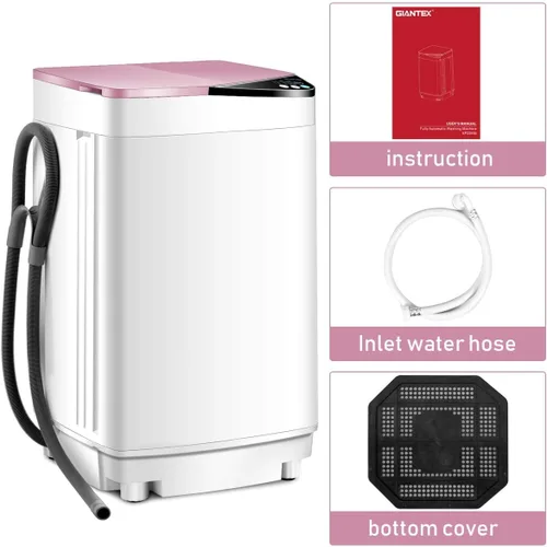 Vista 8 de RELAX4LIFE Lavadora compacta completamente automática con 6 programas, 3 niveles de agua, ajuste de desequilibrio, combinación todo en uno, lavadora