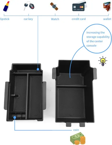 Vista 4 de YEE PIN Organizador de consola central Crosstrek 2024 2025 para Subaru Crosstrek 2024 2024 Crosstrek Bandeja de consola doble Crosstrek 2024