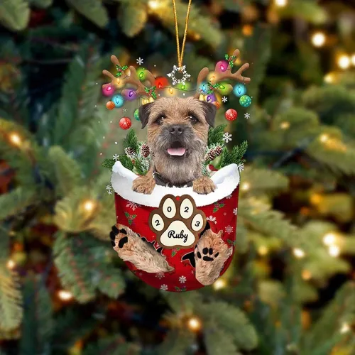Vista 214 de Adornos personalizados de Pug cervatillo – Decoración personalizada para árbol de Navidad con patas de bolsillo de nieve