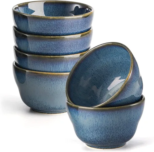 Vista 5 de Peohud Paquete de 6 cuencos pequeños de postre, tazas de caldo de 8 onzas, moldes de porcelana para salsa de inmersión de sopas de pudín de postre
