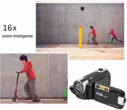 Vista 3 de Focket Retro Videocámara 16X Zoom, cámara de video para adolescentes principiantes 6MP, 2.7" screen, 128GB SD support, built-in mic & speaker