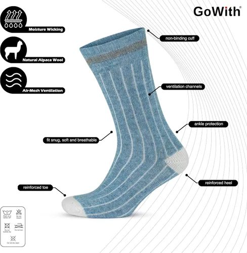 Vista 3 de GoWith Alpaca Wool Socks for Men & Women, Alpaca-Merino Blend Warm Cozy Crew Socks, Thermal Regular-Fit Boot Socks