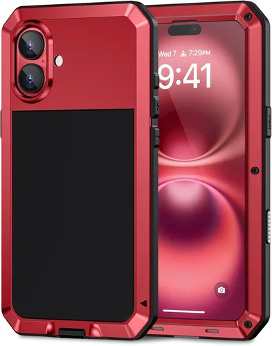 Vista 13 de Lanhiem Funda para iPhone 7 Plus/8 Plus, resistente a los golpes, [Tough Armour], funda de metal con protector de pantalla integrado, funda Negro
