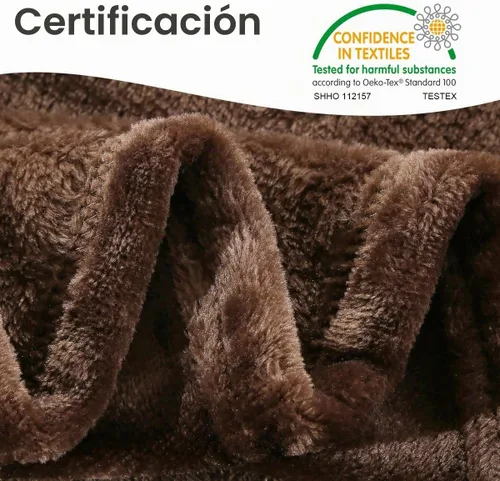 Vista 4 de HYSEAS cobija de terciopelo y felpa, cobija de vellón para el hogar Chocolate