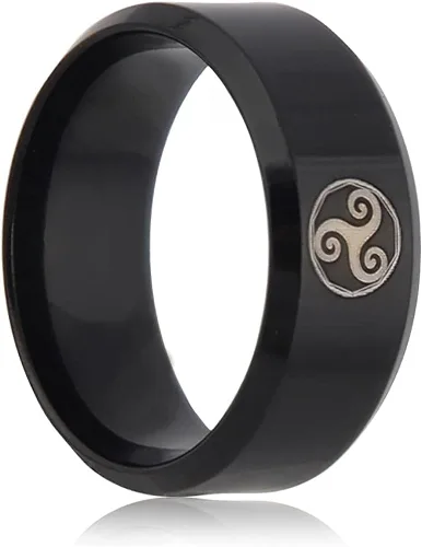 Vista 2 de BAVIPOWER Viking Celtic Triskele Triple Espiral Anillo Trinidad Irlandesa Eternidad Sello de Acero Inoxidable Encantadora Joyería de Protección