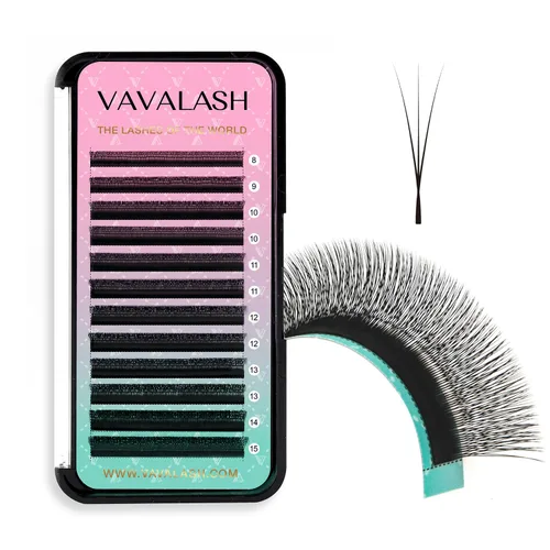 Vista 17 de VAVALASH Extensiones de pestañas en Y, rizo C, 0.002 in, 0.315-0.591 in, bandeja mixta, volumen 4D, extensiones de pestañas tipo YY, extensiones