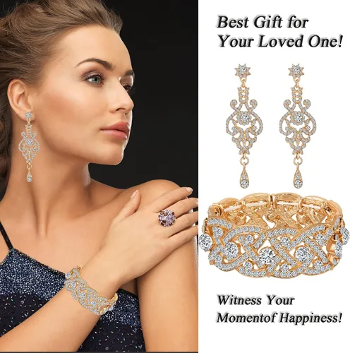Vista 8 de Paxuan Pulseras elásticas de diamantes de imitación para mujer, para boda, dama de honor, tenis, pulseras elásticas con diamantes de imitación