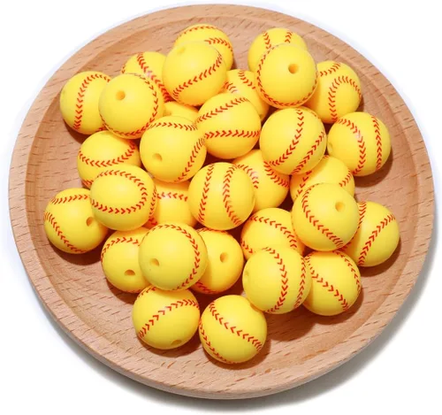 Vista 6 de 36 cuentas de silicona para fabricación de llaveros de 0.47 pulgadas y 0.59 pulgadas a granel de béisbol, baloncesto, fútbol, deporte, focal