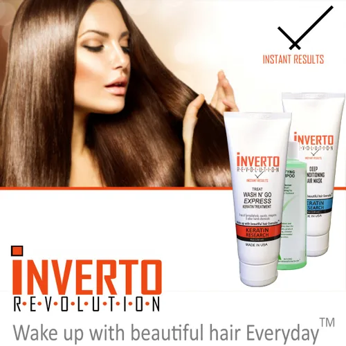 Vista 6 de INVERTO - Tratamiento capilar de queratina brasileña sin formaldehído, 4.1 fl oz con champú clarificante, resultados instantáneos por Keratin