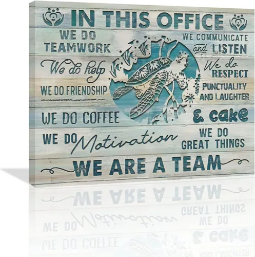 Vista 16 de At In This Office - Arte de pared inspirador para oficina, citas motivacionales, imágenes, lienzo, arte de pared con texto en inglés, We Are A Team