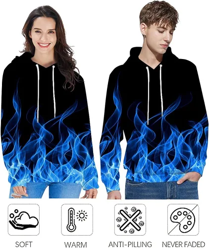 Vista 2 de Goodstoworld Sudadera unisex con capucha realista 3D con bolsillo frontal, sudadera hip hop juvenil S-3XL