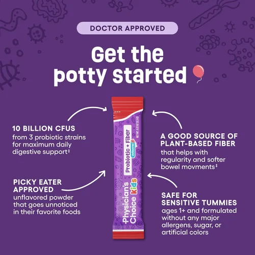 Vista 9 de Physician's CHOICE Kids Happy Tummy Bundle - Fibra 24pck + probiótico 30ct