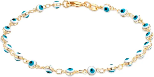 Vista 8 de Barzel Tobillera chapada en oro de 18k con ojo malvado - Hecha en Brasil Azul