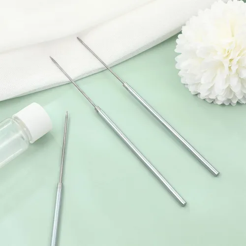 Vista 6 de iplusmile Aguja de disección micro recta de acero inoxidable, 14 piezas, herramienta de aguja de disección de precisión de laboratorio para equipos