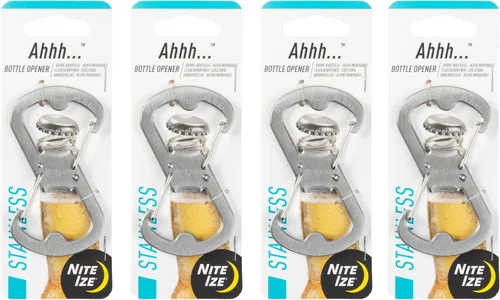 Vista 9 de Nite Ize Ahhh... Abrebotellas de acero inoxidable - Llavero con funcionalidad S-Biner - Mosquetón de abrebotellas doble resistente - Accesorios