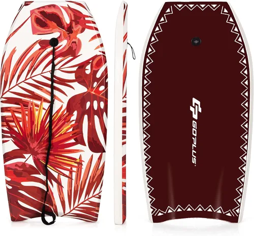 Vista 20 de Goplus Tabla de cuerpo ligera de 41/37/33 pulgadas para playa, tabla de surf con núcleo EPS, cubierta XPE, parte inferior lisa de HDPE, correa