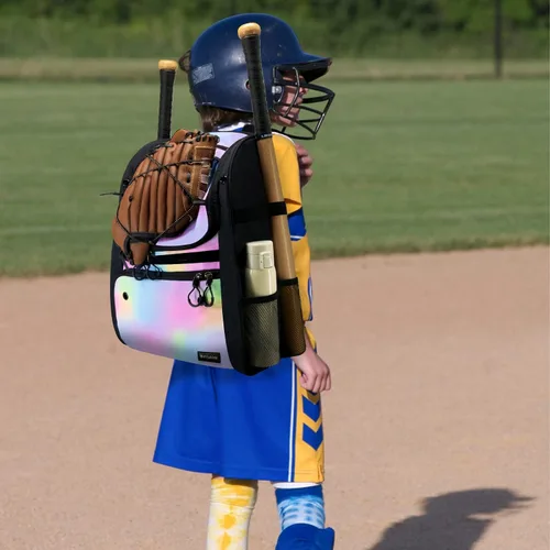 Vista 46 de Bolsa de béisbol juvenil con compartimento ventilado para zapatos, bolsa de bate de sóftbol para guantes de bateo, casco, equipo de teeball