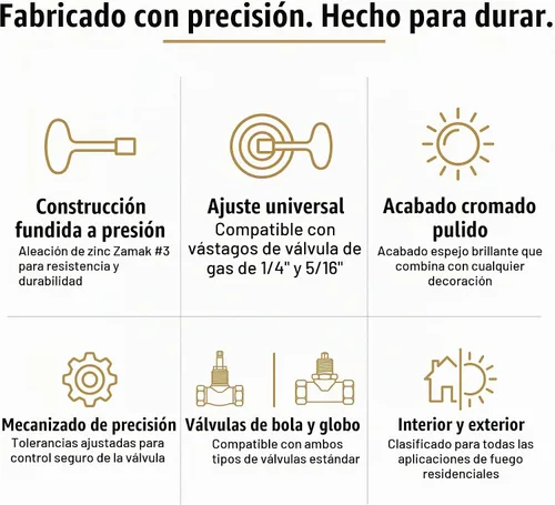 Vista 3 de Midwest Hearth - Llave de válvula universal para fogones y chimeneas de gas, cromado pulido