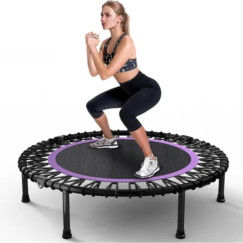 Vista 10 de Trampolín de rebote de 40 pulgadas/48 pulgadas para adultos con cuerdas elásticas, rebote de ejercicio para adultos para entrenamiento en interiores