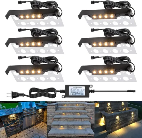 Vista 7 de Luces LED de aluminio para exteriores, blanco cálido Φ3.94 pulgadas, bajo voltaje, 12 V CA/CC IP65, impermeable, con cable eléctrico bajo cubierta