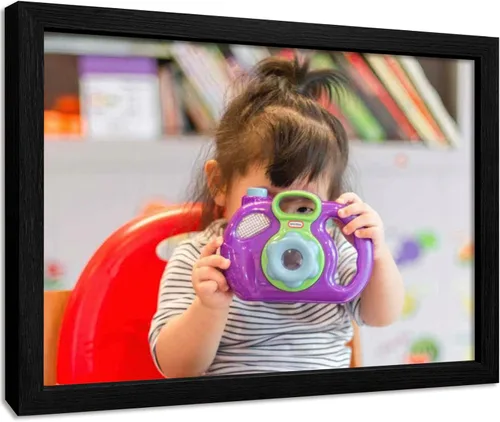 Vista 30 de Impresiones de lienzo personalizadas enmarcadas con tus fotos, impresión personalizada de foto a lienzo, regalos para parejas, amigos, familia, Negro