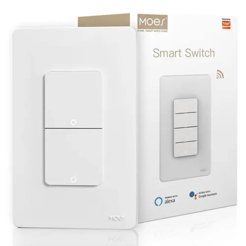 Vista 15 de MOES Interruptores de luz inteligente Wi-Fi de 2ª generación, requiere cable netural, interruptor inteligente de un solo polo, compatible con Alexa