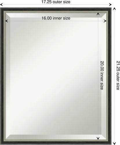 Vista 4 de Amanti Art Theo - Espejo de pared negro de 21 x 17 pulgadas, espejo rectangular estrecho de baño para decoración de pared de sala de estar, marco