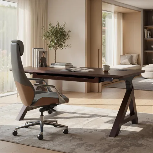 Vista 14 de FLEXISPOT WoodiX - Escritorio ejecutivo de pie de madera maciza