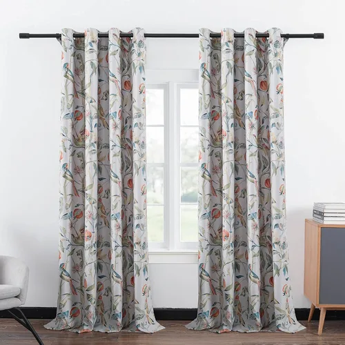 Vista 12 de VOGOL Cortinas opacas tropicales de 63 pulgadas de largo, con patrón vívido de hojas de palmera, cortinas de oscurecimiento de habitación para sala