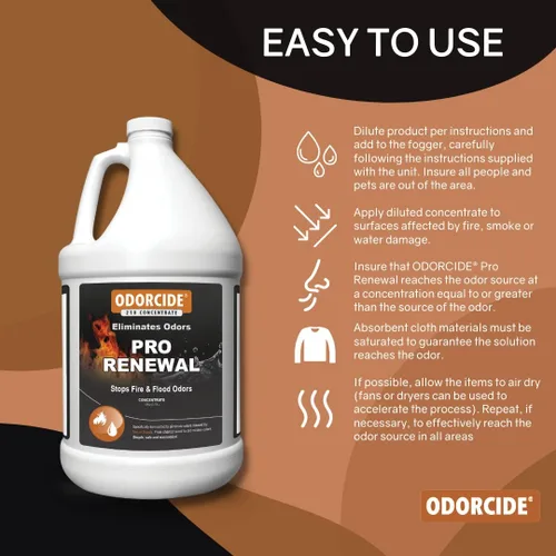 Vista 2 de Odorcide Pro Renewal - Concentrado eliminador de olores contra incendios e inundaciones, eliminador de olores de humo para olores fuertes