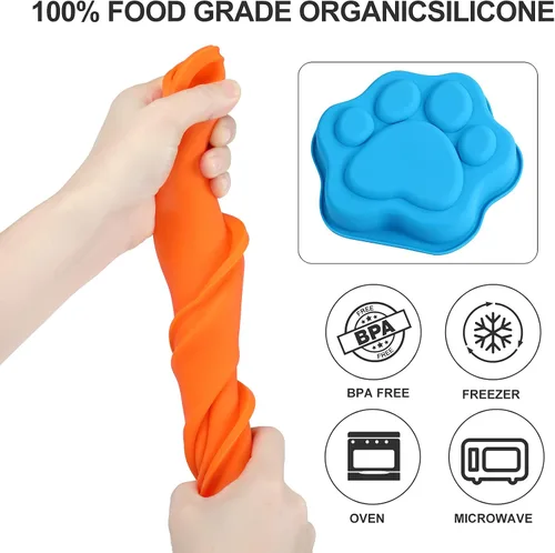 Vista 3 de 2 moldes de silicona para tartas de cumpleaños de perro, forma de hueso, 8 pulgadas