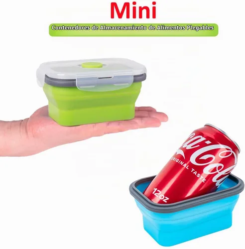 Vista 3 de Recipientes plegables de almacenamiento de alimentos con tapa hermética, 11.8 oz, juego de 4 recipientes pequeños de silicona apilables para la 4