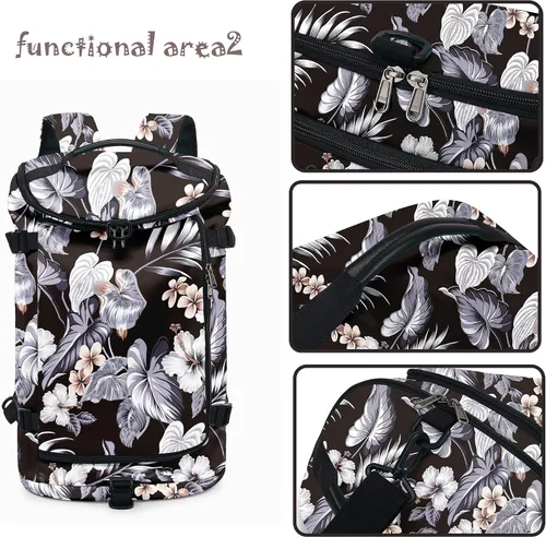Vista 3 de Mochila multifuncional para gimnasio, 4 formas de transporte, impermeable, con compartimento para zapatos, para viajes, deportes, camping, laptop