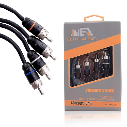 Vista 13 de Elite Audio Serie Premium 1.5 pies. Cable RCA de audio para auto de 2 canales – Blindado doble, cobre libre de oxígeno, cable de audio reductor