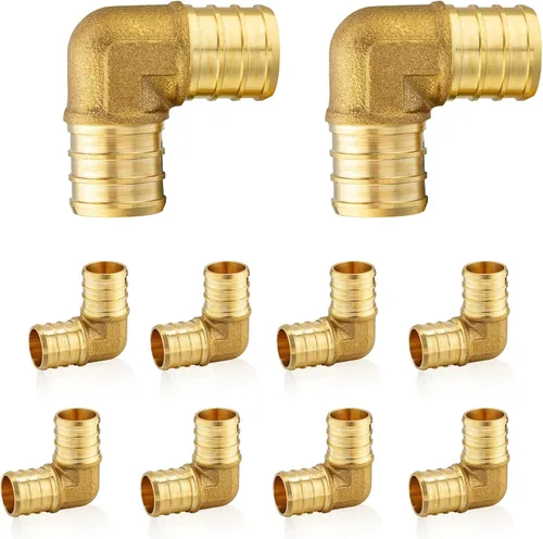 Vista 16 de Paquete de 2 accesorios de latón EFIELD Pex de 1 pulgada x 1 pulgada de 90 grados, ASTM F1807, NSF61 (PEX1807062-2PCS) for Pex Pipe/Tubing