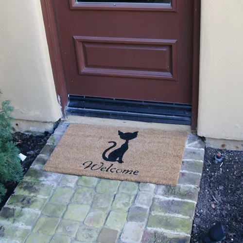 Vista 2 de Rubber-Cal Meow Welcome Mats Felpudo para gatos, 18 x 30 pulgadas, color marrón