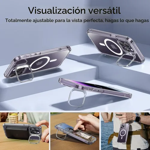 Vista 5 de ESR - Funda completa para iPhone 14 Pro Max, con soporte, MagSafe, a prueba de caídas de grado militar, protector de pantalla incorporado de vidrio