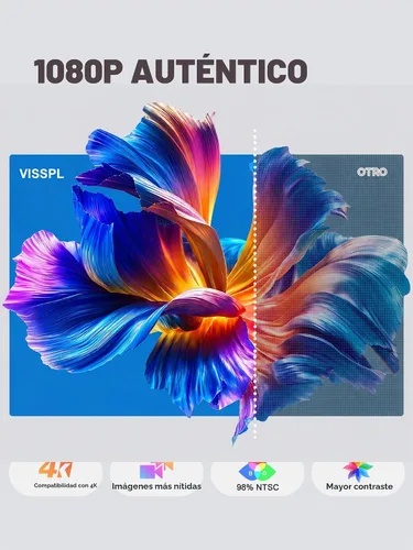 Vista 5 de [Ahora con Netflix y 3600ANSI] Proyector inteligente 4K con WiFi y Bluetooth, enfoque automático y mini proyector Keystone con soporte, proyector