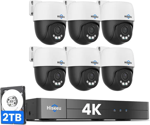 Vista 11 de Monitor de 12 pulgadas + seguimiento humano: sistema de cámara de seguridad Hiseeu 4K PoE, 6 cámaras de seguridad PoE PTZ de 5 MP, monitor todo