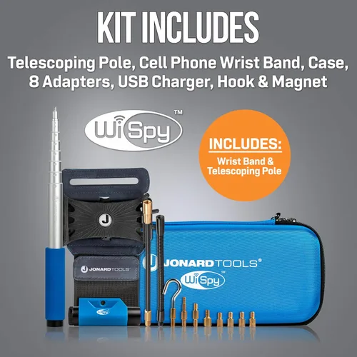 Vista 2 de Jonard Tools Wispy CF-200 - Cámara de inspección inalámbrica multiusos, boroscopio WiFi y herramienta de tracción de cables con poste telescópico