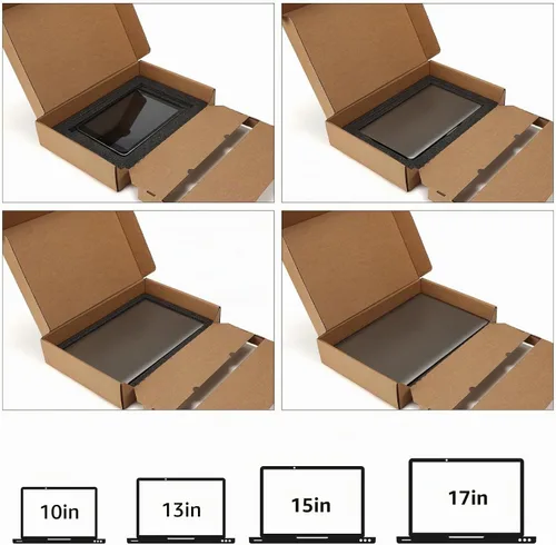 Vista 5 de CRUGLA 1 Pack Laptop Shipping Box with Cushioned Foam, Fits Most Sizes Marrón