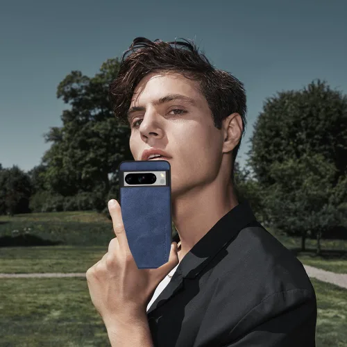 Vista 8 de X-level Funda protectora inalámbrica para Google Pixel 8 Pro, piel azul, ajuste delgado, con protección para lente de cámara